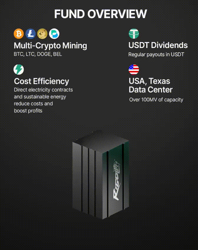 Mining Fund overview: multi-crypto mining, USDT dividends, US-based data center